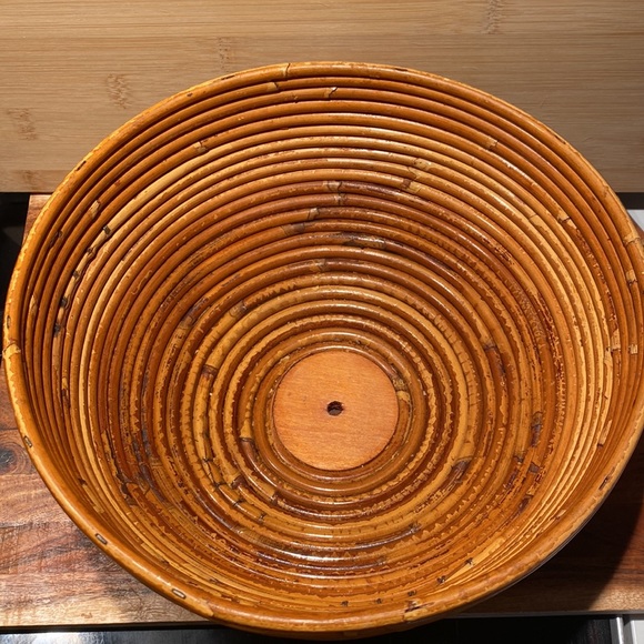 Vintage Mid Century Modern Bamboo Pencil Reed Bowl in style of Gabriella Crespi - Picture 11 of 12